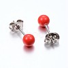 Tarnish Resistant 304 Stainless Steel Spray Painted Stud Earrings EJEW-H353-07-C-2