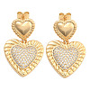 Brass Pave Clear Cubic Zirconia Stud Earrings EJEW-U005-06G-1