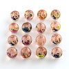 Flower Picture Transparent Glass Round Beads GFB-R004-14mm-M18-1