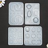 4Pcs Geometric/Teardrop/Letter Pendant & Links Silicone Molds DIY-LS0003-21-3