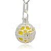Silver Color Plated Brass Hollow Round Cage Pendants KK-J226-05S-2