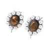 Brass and ABS Plastic Imitation Pearl Stud Earring Findings KK-C172-14A-P-1