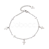 304 Stainless Steel Cross Link Chain Anklets AJEW-AN00739-01-2