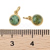 Ion Plating(IP) Natural African Turquoise(Jasper) Half Round Charms with Jump Ring STAS-A097-05G-16-3