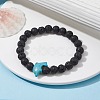 Natural Lava Rock & Synthetic Turquoise Dolphin Beaded Stretch Bracelets BJEW-JB09826-01-2