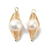 Natural Pearl Copper Wire Wrapped Pendants PALLOY-JF02083-1