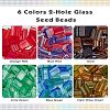 240Pcs 6 Colors 2-Hole Glass Seed Beads SEED-NB0001-24-4