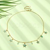 Natural Agate Round & Alloy Enamel Star Charms Bib Necklace with 304 Stainless Steel Chains NJEW-JN04404-02-5