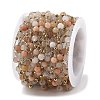 Natural Sunstone & 304 Stainless Steel Beads Link Chains CHS-K021-08A-04-2