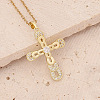 Brass Micro Pave Cubic Zirconia Cross Pendant Necklaces FS-WG7675B-02-1