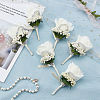 Cloth Rose Flower Boutonniere Brooch with Rhinestone LS-AJEW-WH0258-294C-6