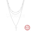 925 Sterling Silver 3 Layer Necklaces NJEW-L116-06P-1