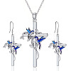Cross with Bird Alloy Enamel Pendant Necklaces & Dangle Earrings Sets FS-WG79AEB-02-5