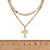 304 Stainless Steel Pendant Double Layer Necklaces NJEW-JN06643-01-4
