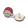 Christmas Printed Wooden Stud Earrings EJEW-D046-05-1