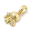 Rack Plating Leaf Brass Clear Cubic Zirconia Pendants KK-S407-13G-E-2