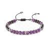 Natural Gemstone & Synthetic Hematite Braided Bead Bracelet for Women BJEW-JB08181-4