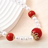 Brass & ABS Imitation Pearl Round Graduated Beaded Necklaces NJEW-D314-03G-2