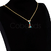 Golden Brass Micro Pave Cubic Zirconia Initial Pendants Necklaces NJEW-S069-JN002-I-2