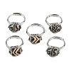 Oval Dyed & Heated Tibetan Style dZi  Natural Agate Adjustable Rings RJEW-C087-04P-02-1