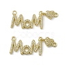 Rack Plating Brass Micro Pave Clear Cubic Zirconia Connector Charms ZIRC-F130-12G-2