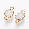 Oval Faceted Golden Brass Opalite Links connectors X-GLAA-O014-29G-2