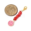 7Pcs Natural Freshwater Shell Chips & Smiling Face Alloy Enamel Pendant Decorations HJEW-JM04198-01-3