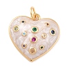 Eco-Friendly Brass Micro Pave Cubic Zirconia with Enamel Pendants KK-K268-15G-2
