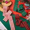 3 Rolls 3 Colors Tartan Cotton Linen Frayed Ribbon OCOR-TAC0035-11A-5