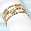 304 Stainless Steel Open Cuff BangleS for Women BJEW-K306-01G-3