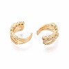 Brass Micro Pave Clear Cubic Zirconia Cuff Earrings EJEW-T047-80G-2