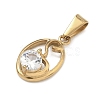 304 Stainless Steel Rhinestone Pendants STAS-A140-05A-G-2