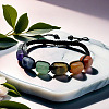 Natural Quartz Crystal & Amethyst & Sodalite & Green Aventurine & Red Aventurine & Tiger Eye & Red Jasper Cuboid Beaded Braided Bead Bracelets FS-WGE3E5A-01-3