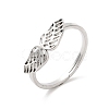 Non-Tarnish 304 Stainless Steel Hollow Wings Adjustable Ring for Women RJEW-L107-033P-1