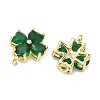 Saint Patrick's Day Glass Clover Connector Charms KK-P348-03G-01-2