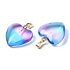 Two Tone Spray Painted Glass Pendants GLAA-N035-016-C02-4