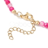 Dyed Natural Agate Faceted Round and Natural Cultured Freshwater Pearl & Starfish Synthetic Turquoise Beaded Brass Shell Shape Pendant Necklaces for Women NJEW-JN05496-01-5