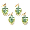 Glass Seed Beaded Leaf Pendants PALLOY-MZ00924-1