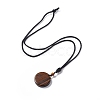 Natural Gemstone Flat Round with Tree of Life Pendant Necklace with Nylon Cord for Women NJEW-P274-03-3