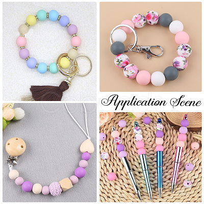 120Pcs 8 Styles Food Grade Eco-Friendly Silicone Focal Beads SIL-PA0001-02-1
