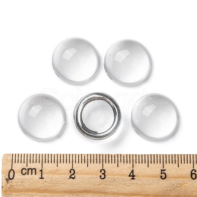 Transparent Half Round Glass Cabochons GGLA-R027-16mm-1