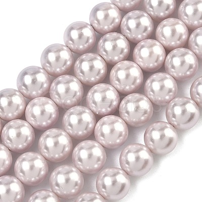 Electroplated Shell Pearl Beads Strands BSHE-G041-8mm-06-1