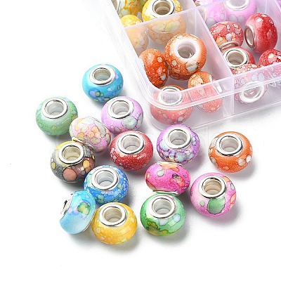 60pcs 10 Colors Opaque Resin European Beads RPDL-YW0001-03-1