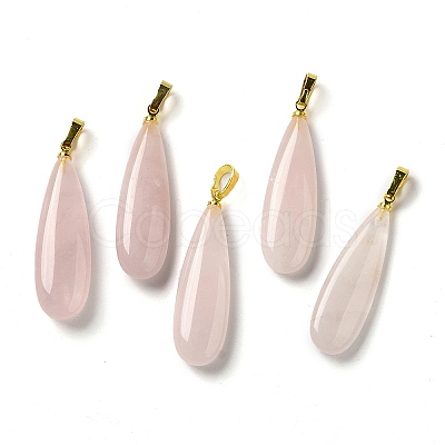 Natural Rose Quartz Pendants G-Q192-07G-02-1