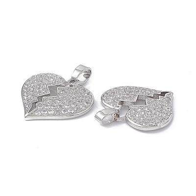 Brass Clear Cubic Zirconia Pendants KK-E068-VA124-1-1