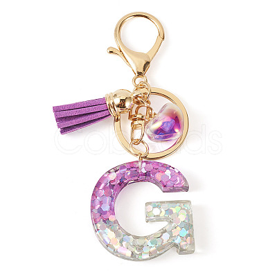 Alloy Resin Heart Keychains KEYC-TADJ0002-01G-G-1