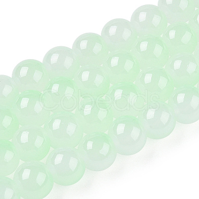 Baking Paint Imitation Jade Glass Round Bead Strands X1-DGLA-N003-8mm-02-1-1