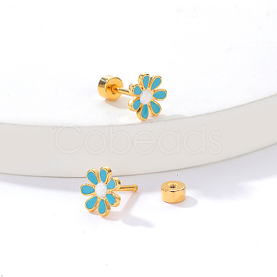 Real 18K Gold Plated 201 Stainless Steel Stud Earrings for Women TL9676-5-1