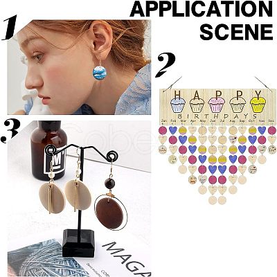 96Pcs 5 Style Natural Wood Circle Pendants WOOD-NB0001-83-1