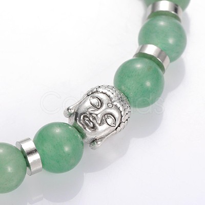 Buddha Head Gemstone Beaded Stretch Bracelets BJEW-JB01864-02-1